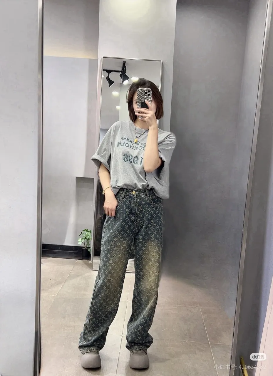 Louis Vuitton/Louis Vuitton old flower all over printed jacquard jeans